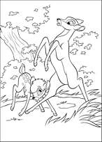 coloriage bambi et sa maman jouent